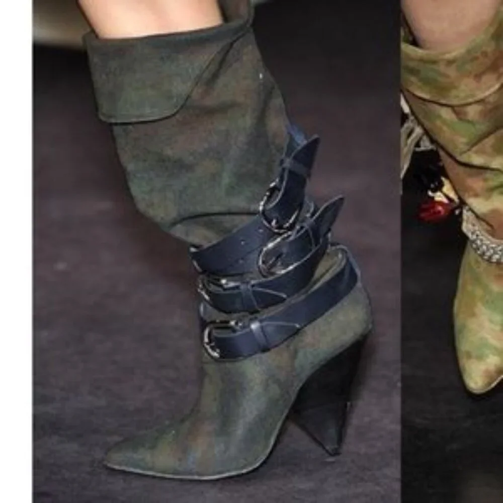 NIB Isabel Marant Dampa Boots, Khaki Canvas, Sz 6 - Picture 9 of 10